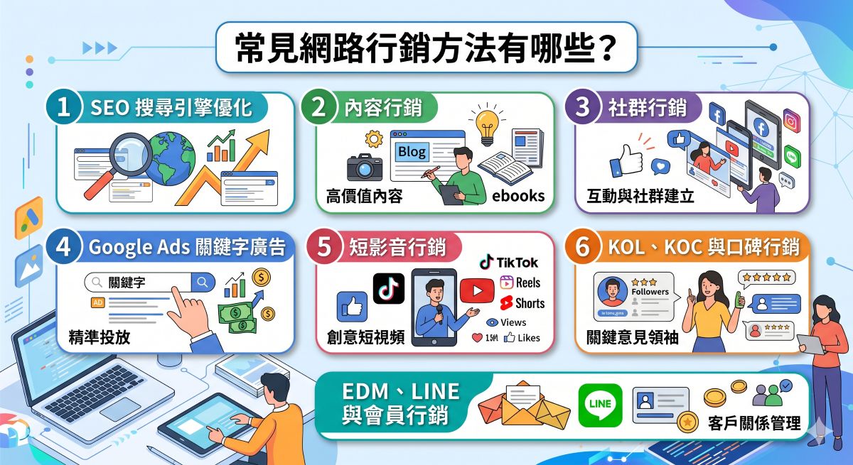 網路行銷是什麼?企業常用方法、策略與成效評估一次看懂 5 常見網路行銷工具有哪些?