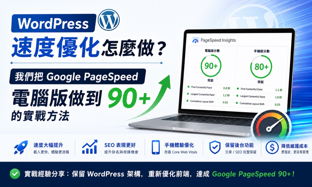 WordPress 速度優化怎麼做?我們把 Google PageSpeed 電腦版做到 90+ 的實戰方法